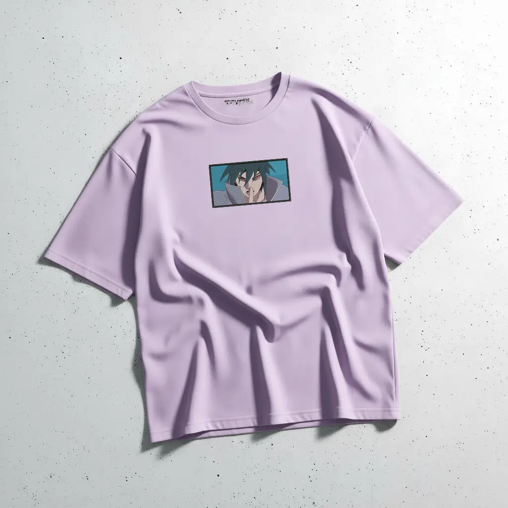 TRYRIX Embroidered Sasuke Rinnegan Anime T-Shirt | 240 GSM Loopknit Cotton
