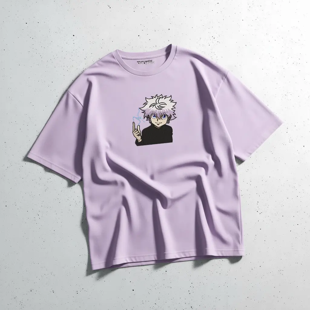 TRYRIX Embroidered Killua Zoldyck Anime T-Shirt | 240 GSM Loopknit Cotton
