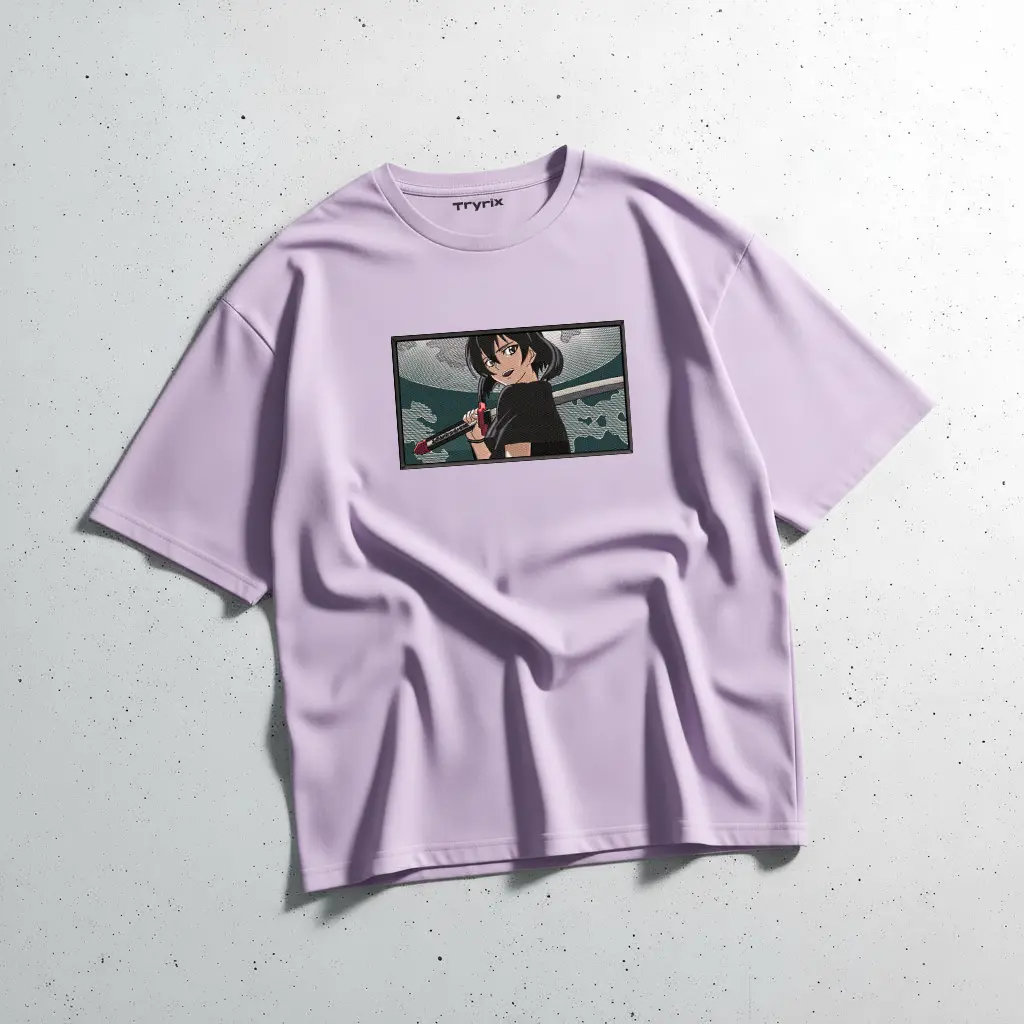 TRYRIX Kurome Embroidery T-Shirt – 240 GSM Loopknit Cotton | Akame ga Kill! 