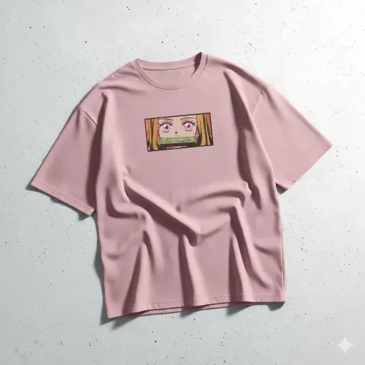 TRYRIX Embroidered Nezuko Kamado Anime T-Shirt | 240 GSM Loopknit Cotton