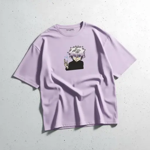 TRYRIX Embroidered Killua Zoldyck Anime T-Shirt | 240 GSM Loopknit Cotton