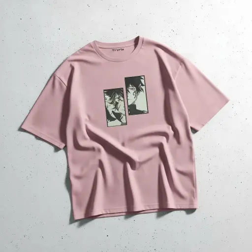 TRYRIX Asta & Yuno Embroidery T-Shirt – 240 GSM Loopknit Cotton | Black Clover Duo